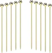 10pcs Cocktail Sticks Set Stainless Steel Fruit Sticks,Reusable Drink Picks Appetizer Toothpicks Martini Glass Picks Gold