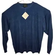 NWT Indigo Dyed Eddie Bauer Mens Ribbed Knit Stonewashed Sweater Blue XXXLT