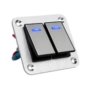 2 Gang Boat Rocker Switch Panel Waterproof,12-24V Pre-Wired Aluminum Rocker S...