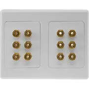 PRO2 PRO1143 12 Terminal Speaker Wall Plate Gold Plated 12X Banana Sockets For 6 Speakers 12