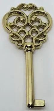 Large Ornate Cast Brass Key Polished Skeleton Antique vintage retro old fancy