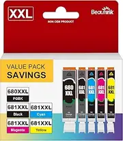 680XXL 681XXL PGI-680 CLI-681 Ink Cartridge for Canon Ink 680 681 XXL Ink Cartridges Compatible with Canon PIXMA TR7560 TR8560 TR8660 TR8660a TS6160 TS6260 TS8160 TS8260 TS9160 TS9560 TS706 5 Pack