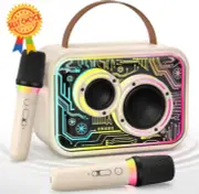 Karaoke Machine with 2 Wireless Mics, 30W Bluetooth 5.3 Speaker with LED Lights