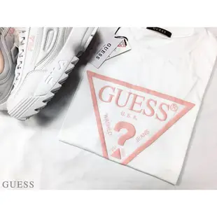 GUESS LOGO TEE 短T 短袖 白 粉紅 條紋 倒三角 問號 韓國 百搭 經典 NI2K6425 IMPACT