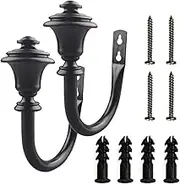 Curtain Tiebacks Hooks Wrought Iron U-Shaped Curtain Tie Wall Hook Shower Curtain Hook Window Decoration Accessory Hook - Black