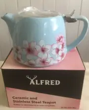 Alfred Ceramic And Stainless Steel Teapot NEW In Box P2-3