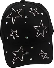 [ifundom] Rhinestone Baseball Cap Sparkly Five- Fun Denim Hat for Women and Girls for Summer Outdoor Activities Casual Looks