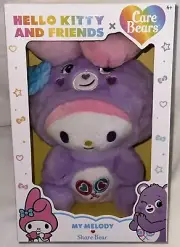 Hello Kitty and Friends Care Bears Plush 10” My Melody Share Bear NWT