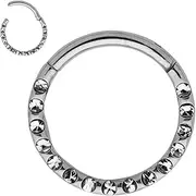 [365 Sleepers] 16G Titanium 6mm - 10mm Gem Hinged Segment Ring Helix Tragus Septum Clicker Nose Hoop Earring Unisex Body Piercing Jewellery