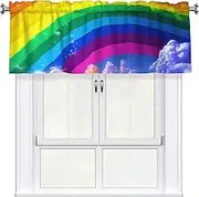 LHBWCVN Rainbow Valances for Windows, Rod Pocket Window Treatment Drapes Farmhouse Kitchen Curtains Short Blackout Window Curtains for Living Room Bedroom Decor 54x18 Inch