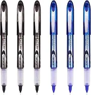 EYEYE 0.5mm Roller Ball Pens 3 Black 3 Blue, Quick Dry Liquid Ink RollerBall Pen Extra Fine Point, Ink Pen Fine Point Smooth Writing Pens for Journaling, Note Taking, Office, School Supplies