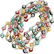 AKOOSY Evil Eye Bead Chain Linking Chain for DIY Jewelry Making Spooky Eye Charm Beads for Bracelets and Necklaces Versatile Crafting Supplies for Halloween Accessories