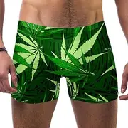 [VBFOFBV] Men's Printed Jammer Swimsuit Swim Shorts, Cannabis Leaf Pattern Green