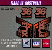 FOX Factory 36 style Fork Decals Stickers Crimson Claret/Orange fade Laminated