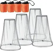 Mosquito Head Net, 4PCS Fine Mesh Bug Face Net with Drawstring, Head Net Mesh Bug Net, Mesh Bug Net for Outdoor, 18x18 Inch Gnat Netting for Head with Storage Bag