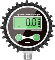 UHARBOUR Digital Air Pressure Gauge 0-200 PSI, 1/4 NPT Bottom Connector, Rubber Protector, 1% F.S Accuracy, Tire Pressure Gauge