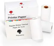 Phomemo White Self-Adhesive Sticker Thermal Paper, Glossy Printable Sticker Paper for Phomemo-M02 / M02S / M03 / M04S Bluetooth Pocket Mobile Printer, 53mm x 3.5m, Diameter 30mm, 3-Rolls