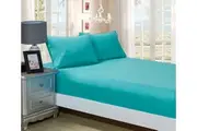 Super Soft King Single Size Bed Fitted Sheet & Pillowcase Set Teal