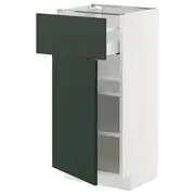 METOD / MAXIMERA base cabinet with drawer/door, white/Havstorp deep green, 40x37x80 cm