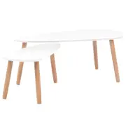 Coffee Table Set 2 Pieces Solid Pinewood White Coffee Tables