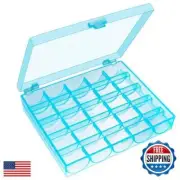 Fbshicung 25 Slots Sky Blue Bobbin Box,Sewing Machine Bobbin Organizer Plasti