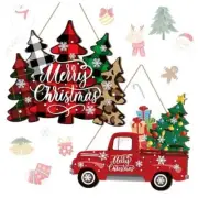 Christmas Welcome Door Sign Rustic Red Truck Decorations Merry Christmas