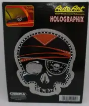 Chroma Holographix Glitter AutoArt Skull With Eye Patch Decal Sticker