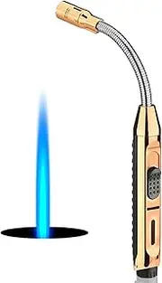ibforcty Torch Lighter with Fire Lock, Visible Fuel Window Lighter Adjustable Jet Flame for Grill Candle Kitchen BBQ Fireworks (Butane Not Included)