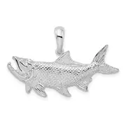 Sterling Silver De-Ani Rhodium-Plated Polished Tarpon Fish Pendant