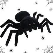 Giant Stuffed Spider Toy Huge Realistic Black Spider Stuffed Animal Plush Pillow Halloween Funny Prank Toys (15.75 x 9.84 Inch)