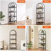 Rustic 4-Tier Metal Bookshelf for Living Room Bedroom and Office Storage