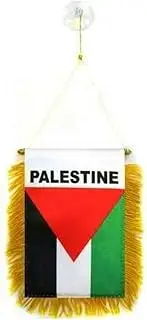 Palestine mini Banner 6'' x 4'' - Palestinian Pennant 15 x 10 cm - mini Banners 4x6 inch Suction Cup Hanger - AZ FLAG