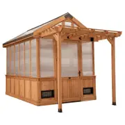 Backyard Discovery Bellerose 3.3 m x 2.1 m Cedar Wood and Polycarbonate Walk-In Outdoor Greenhouse Kit with Pergola