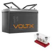 1* VoltX 12V 100Ah Lithium Battery LiFePO4 1* 4 GANG 300A M8 Bus Bar 12V Red
