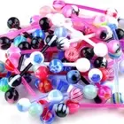 50x Mixed Color Tongue Rings Body Piercing Jewelry Nipples Tongue Barbell Bars