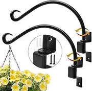 Maosen 16 Inch Swivel Plant Hangers Outdoor - 2 Pack Black Iron Plant Hanging Hook Bracket for Flowers Baskets Planter Pots Bird Feeder Lanterns Wind Chimes
