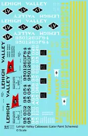 K4 O Scale Decals Lehigh Valley Caboose Black, White and Yellow Late Schemes