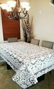 Rectangle 72x108" Embroidered Polyester Tablecloth Cover 12 Napkin Wedding Event