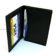 Black Men's Leather Thin Bifold Wallet Credit Card ID Holder