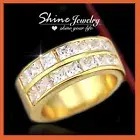 9K GOLD FILLED CHUNKY BAND SIMULATED DIAMOND CHANNEL SET WEDDING ETERNITY RING
