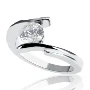Round Cut Amazing Moissanite Engagement Ring 14KT White Gold 1.00 CT D-F/VVS