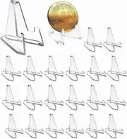 30 Pcs Mini Clear Acrylic Easel Stands, 2.12 Inch Coin Display Stand Card Stands,Display Easel Holder for Displaying Coin, Medal, Card,Pocket Watches Capsules Challenge Medals Casino Chips