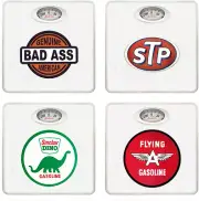 FC536 NEW VINTAGE GAS OIL LOGO THEME WHITE BATHROOM DIAL WEIGHT SCALE POUNDS LBS