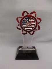 red patriotic GOLF trophy award weighted pop in black base