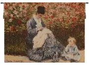 Camille et L enfant French Tapestry 18x24 in Jacquard Woven Wall Hanging - Monet