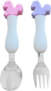 Unicorn Spoon and Fork Set BPA Free Eco-Friendly Food Level Dinnerware Toddler C