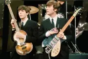 THE BEATLES PAUL MCCARTNEY & JOHN LENNON WITH GUITARS 8X12 PHOTO MUSICIAN LEGEND