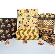 Dtiafu Car Wrapping Paper for Boys Kids Men - 10 Sheets Folded Flat Kraft Wrapping Paper - Nautical Boat/Anchor/Truck/Car/Train Gift Wrap for Birthday Baby Shower - 20 x 28inch Per Sheet