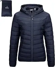 [Outdoor Ventures] Womens Lightweight Jacket Hooded Warm Short Packable Winter Puffer Jacket Transitional Padded Down Jacket Quilted Jacket for Ladies Lined for Hiking Travel