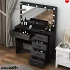 Dressing Table Dresser Makeup Vanity Table with Large Mirror&LED Light 5 Drawers